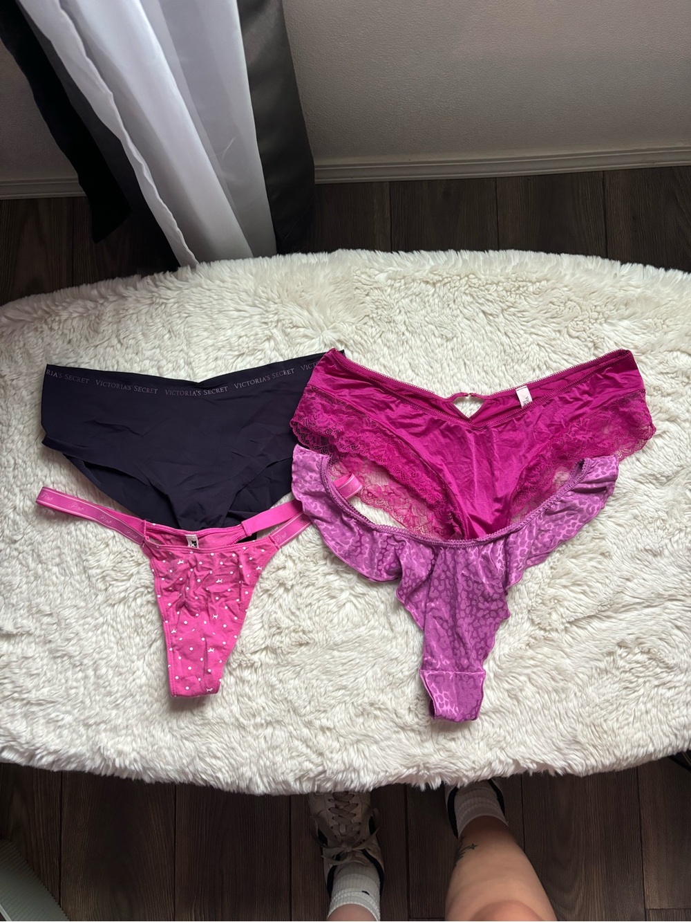 Victoria's Secret Lace and Cotton Thong Panties Bundle Size XL